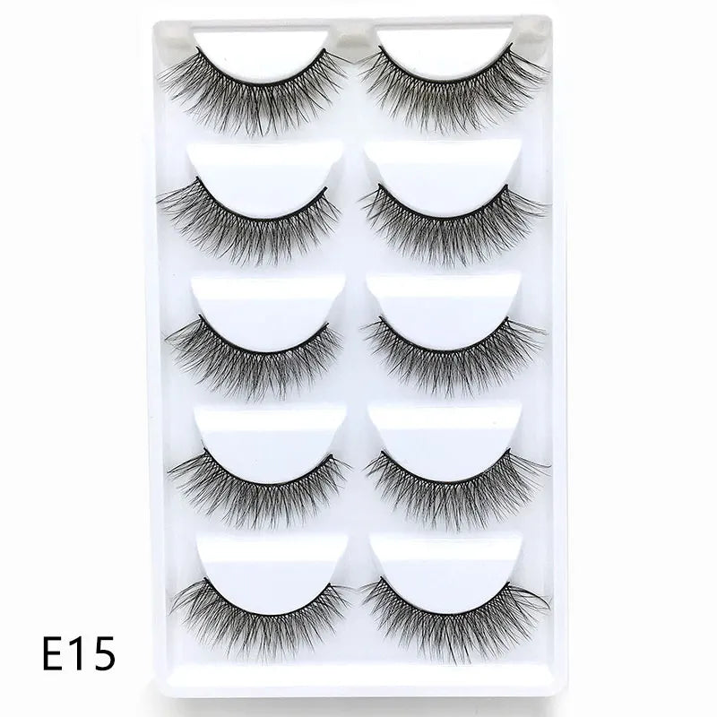 New 5Pairs Handmade 3d Mink Lashes Short False Eyelashes Cross Messy Dense Natural Eye Lashes Stage Makeup False Eyelashes E08