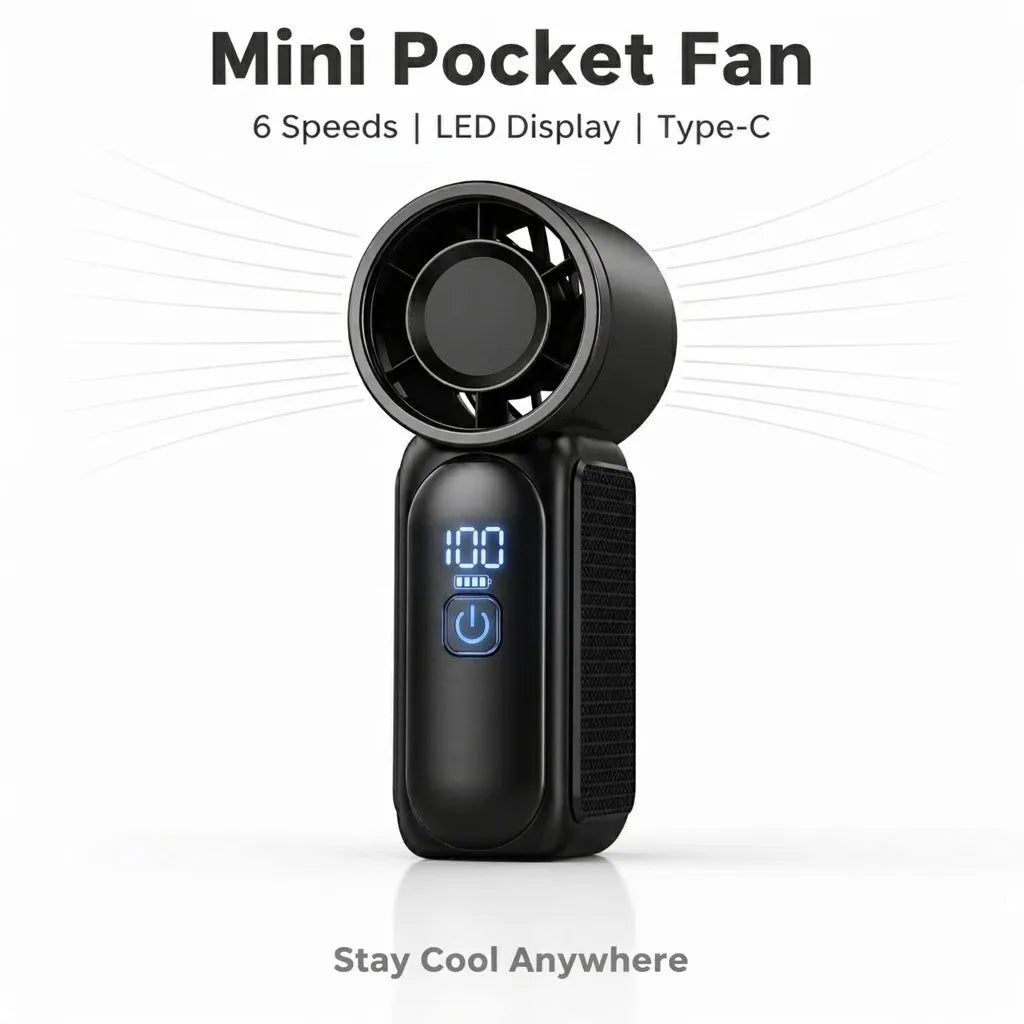 Portable Handheld Mini Fan, 6 Speeds 16900 RPM High Velocity Personal Fan with LED Display, USB Rechargeable, Mini Fan with Lanyard for Makeup, Travel, Outdoor Fan for Women Girl Gift, Pink