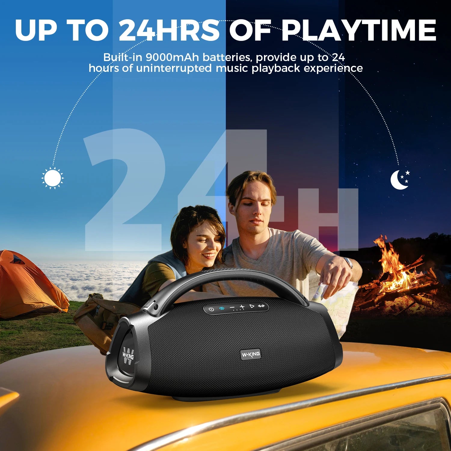 W-KING X20 200W RMS Portable Bluetooth Speakers, Massive Bass Party Boombox IPX7 Waterproof Speaker Large, Loud Outdoor Speaker