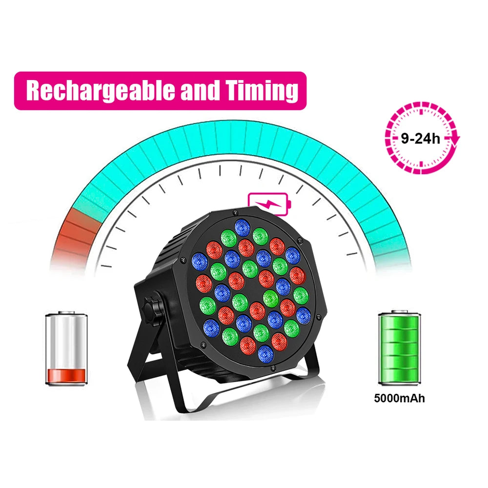 U'King 4PCS 36LED Par Light DMX512 RGB LED Uplights Battery Powered Uplighting Rechargeable Stage Light for DJ Disco KTV Party