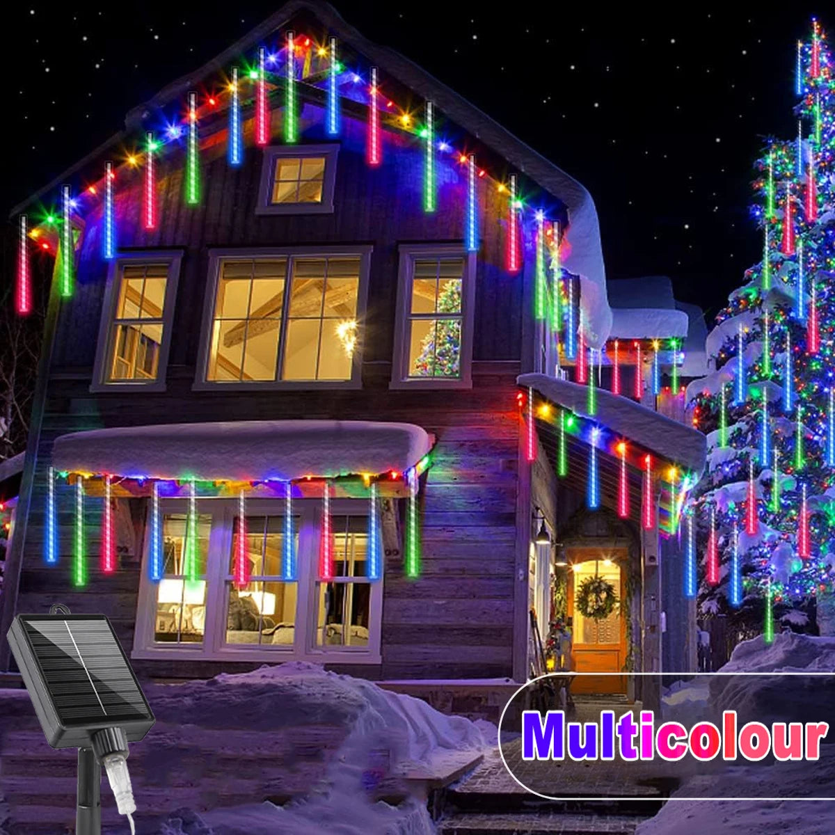 Christmas Lights Outdoor Solar Meteor Shower Lights 8 Tubes Xmas Tree Rain Drop Lights For Holiday Wedding Party Decorations