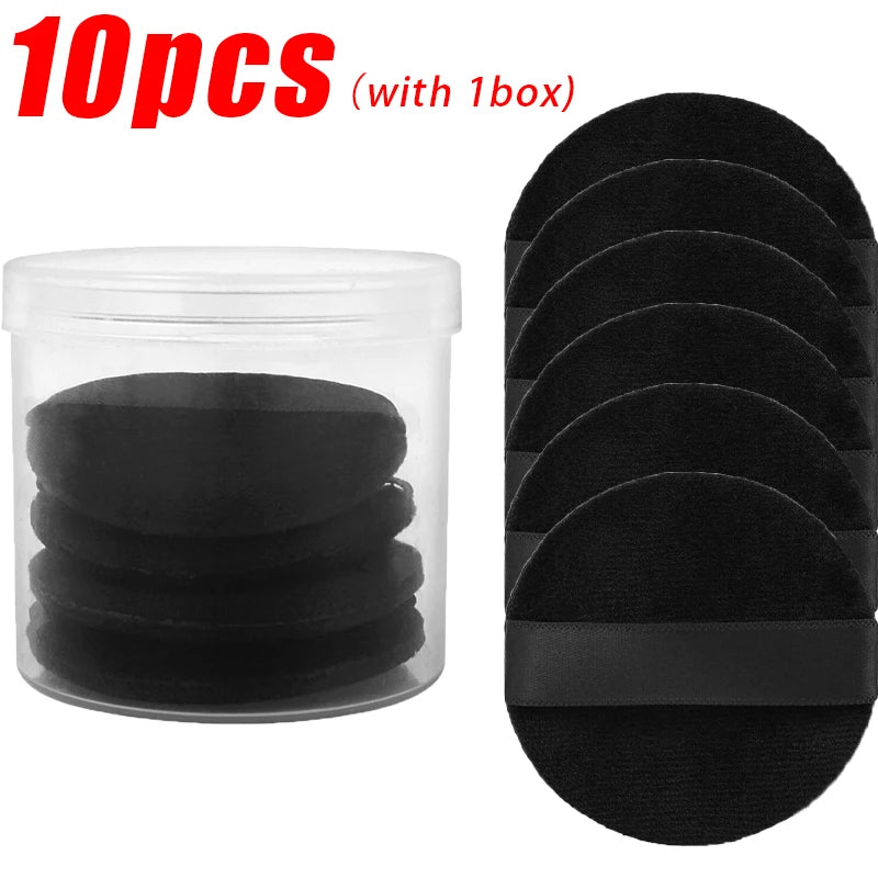 1/20pcs Black Velvet Cosmetic Puff with Box Loose Setting Powder Puffs BB Cream Foundation Powder Pad Beauty Makeup Tools