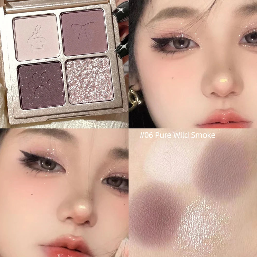 ART VALUE 4 Colors Eyeshadow Palette Glitter Pearly Eye Shadow Nude Long Lasting Charming Eyes Make Up Palette Cosmetics