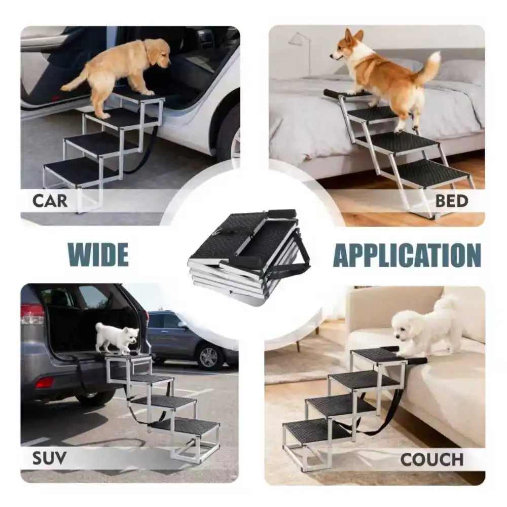 Foldable Dog Ramp Portable Pet Stairs Non Slip Reinforced Structure 250lbs Load Bearing for Large Dog Car SUV Truck Travel
