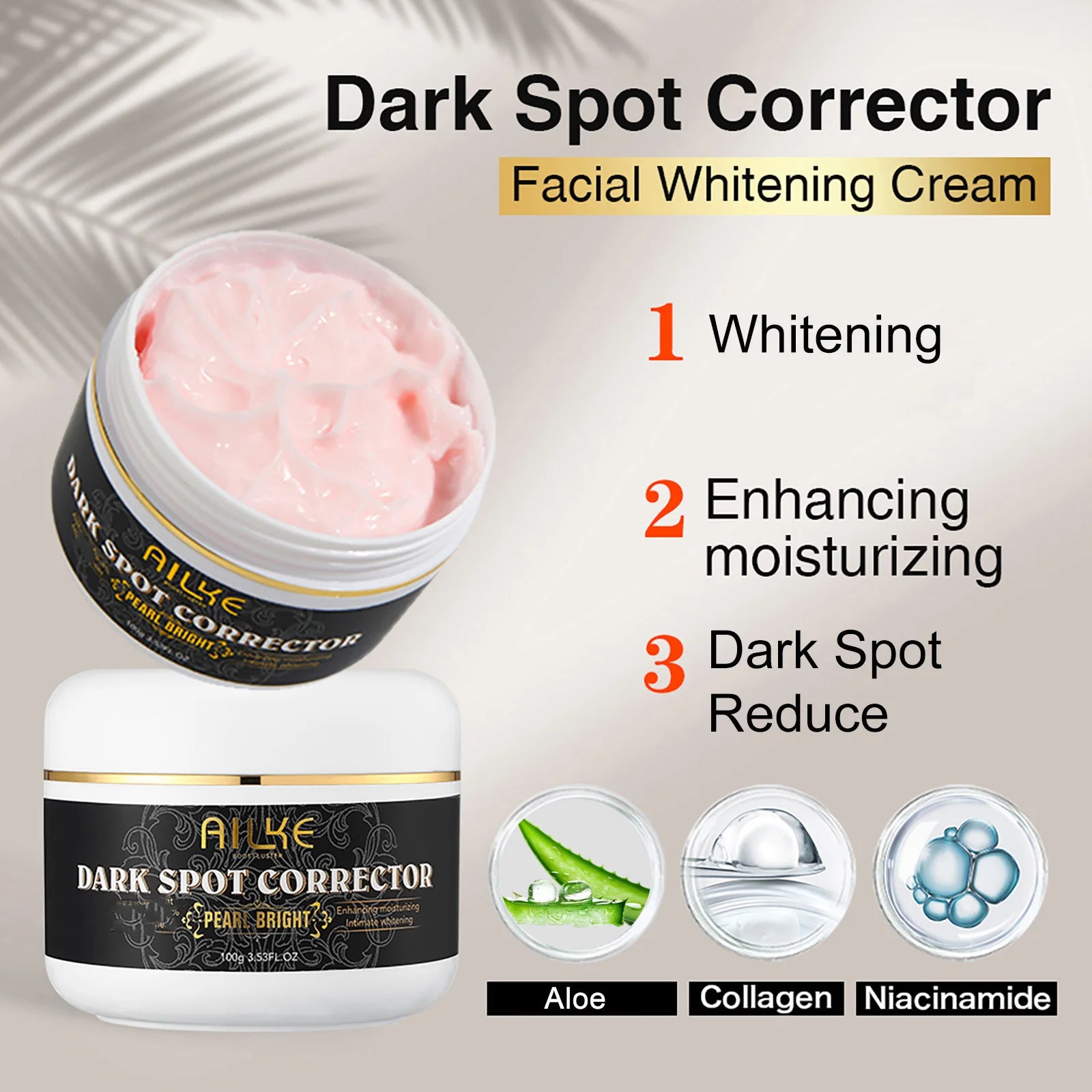 AILKE Whitening Skin Care Kit With Collagen, Natural Carotene, Moisturize, Reduce Dark Spots, Lightening, For All Skin Types
