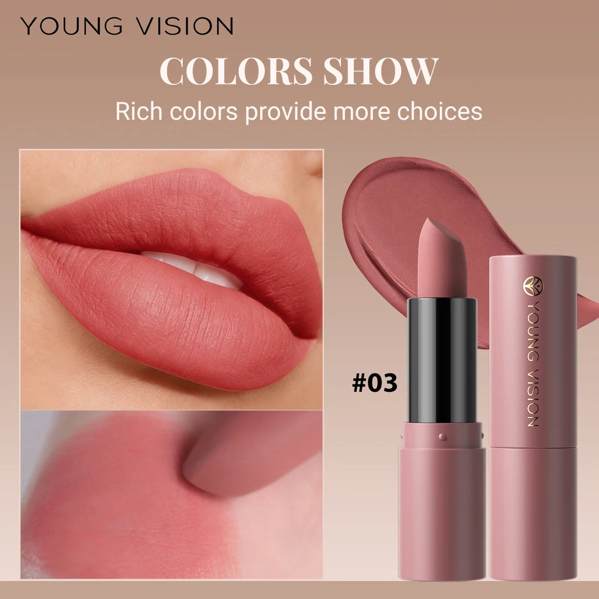 matte lipstick full and rich colors natural moisture comfortable fine and smooth texture long-lasting and easy to apply