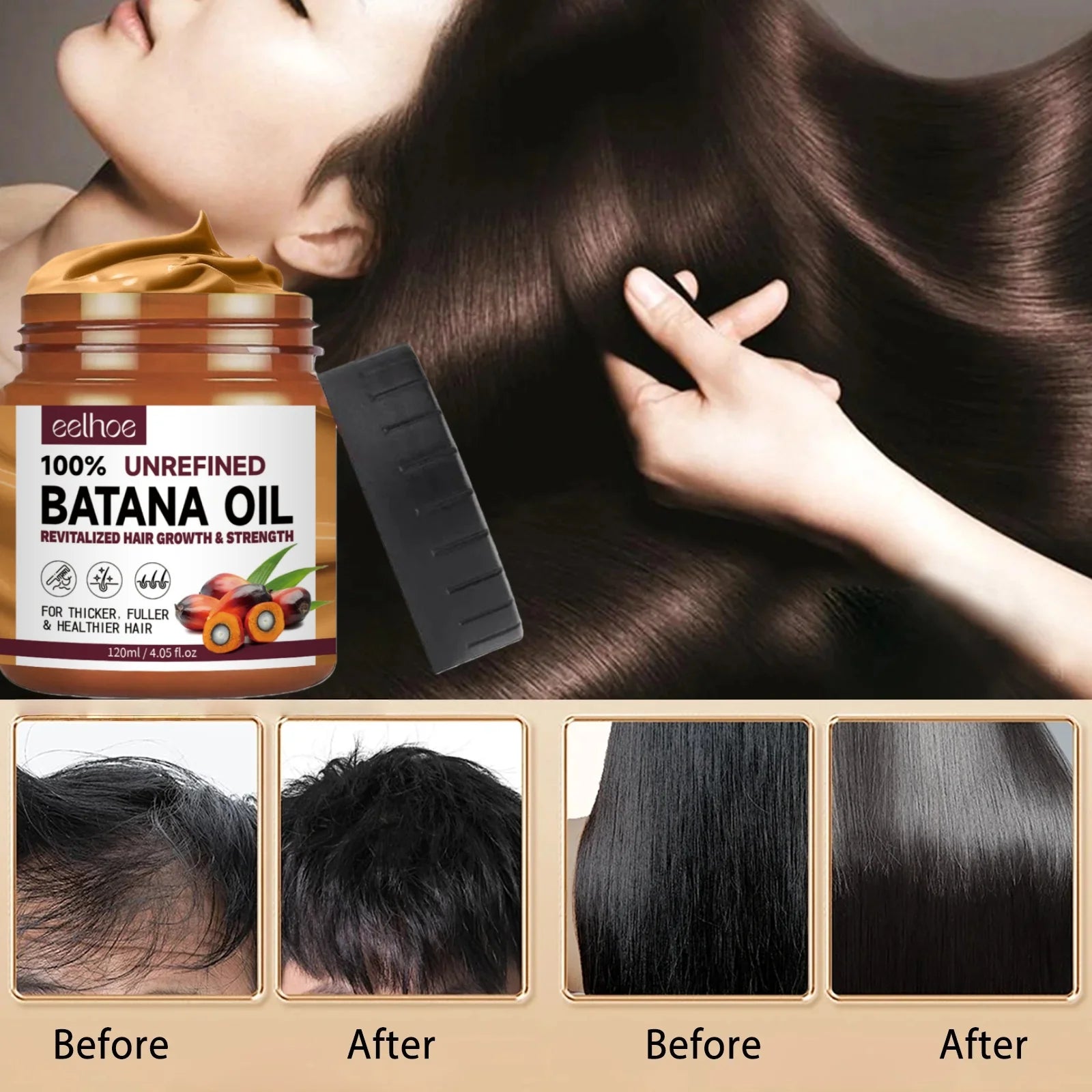 Batana Oil Hair Conditioner Smoothing Shine Soft Hair Serum Hair Care Smooth Hydrating Repair Damaged Frizzy Dry Hair Treatment
