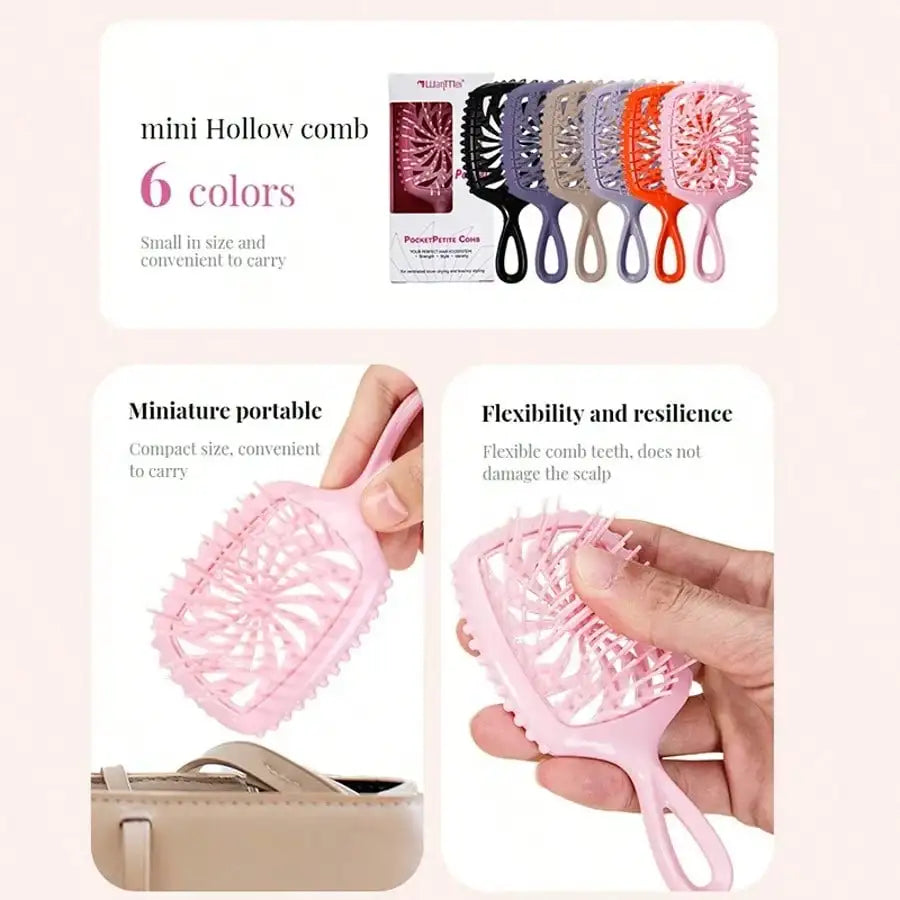 Glossy Hair Comb, Transparent Glossy Hollow Hair Styling Comb, Home Hair Styling Comb, Anti-Static Scalp Massage Comb, Suitable For Dry And Wet Styling, Suitable For Straight And Normal Hair - Ladies Gentle Hair Brush, Back T