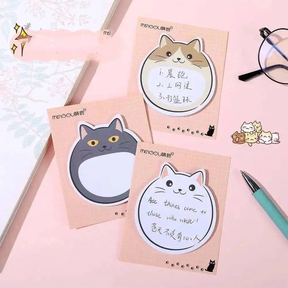 1 Piece Lytwtw's Cartoon Adhesive Cute Kawaii Cat Notes Notepad Memo Pad Office School Supplies Stationery Sticker Decoration
