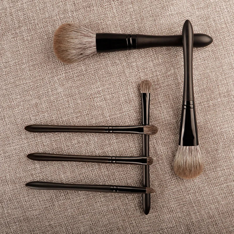 6pcs/set Fox hair Makeup brushes Set Powder Blusher Crease Eyeshadow Detail Liner Shadow Make up brushes Travle siz Ebony Handle