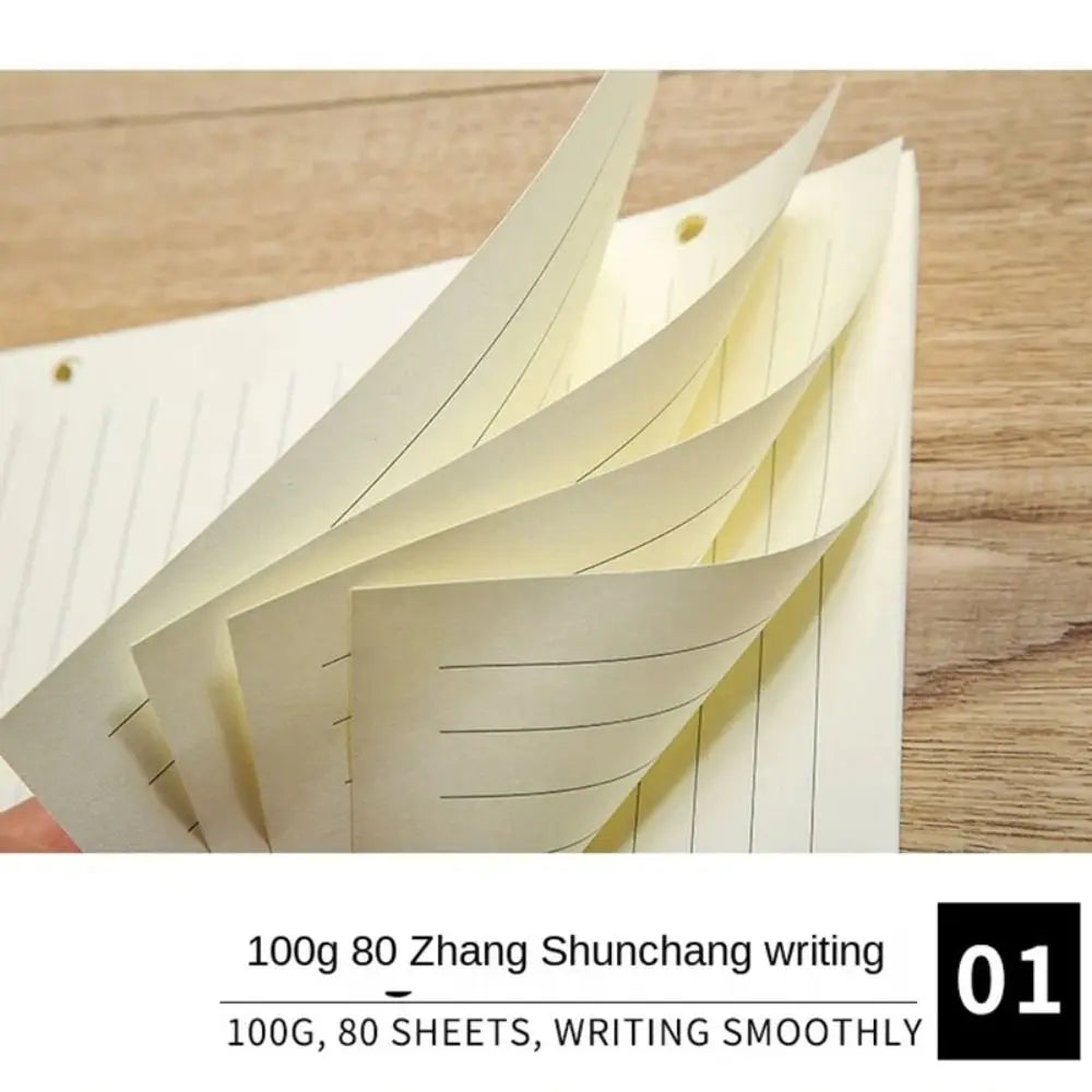 80Sheets Simple Kraft Paper Loose Leaf Paper A5/A6/A7 Horizontal Line/Blank Notebook Refill Paper Notepad Inside Paper Students