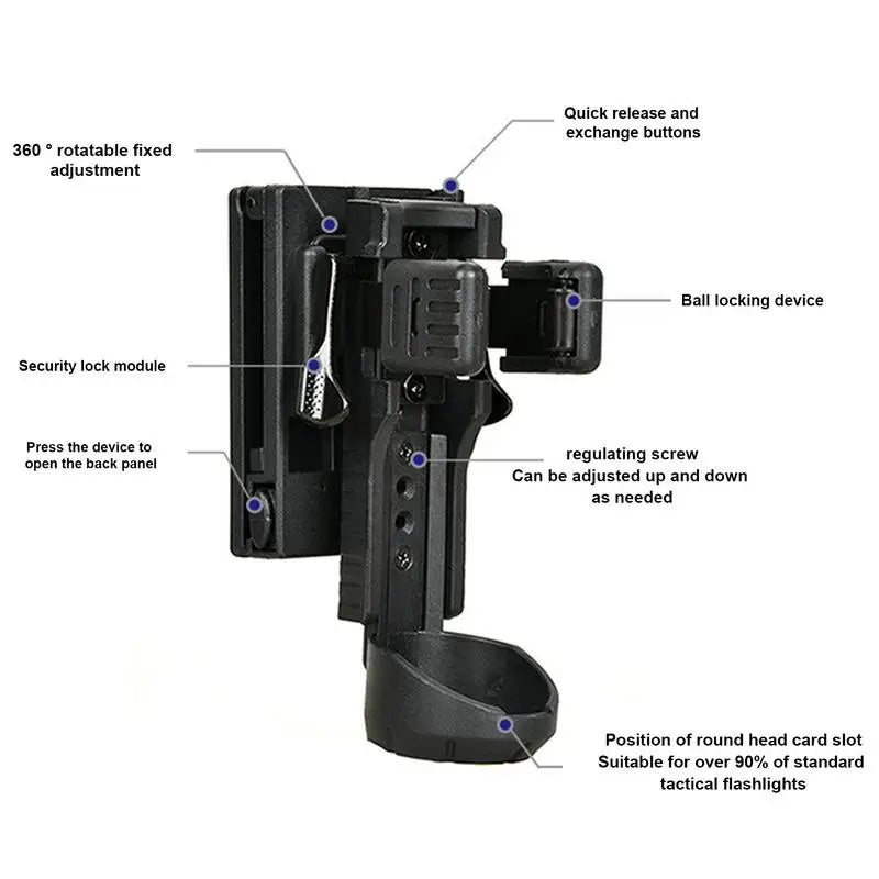 Tactical Flashlight 360 Degree Rotating Baton Holder Baton Holster Flash Light Holders Duty Flashlight Belt Portable Tool Pouch