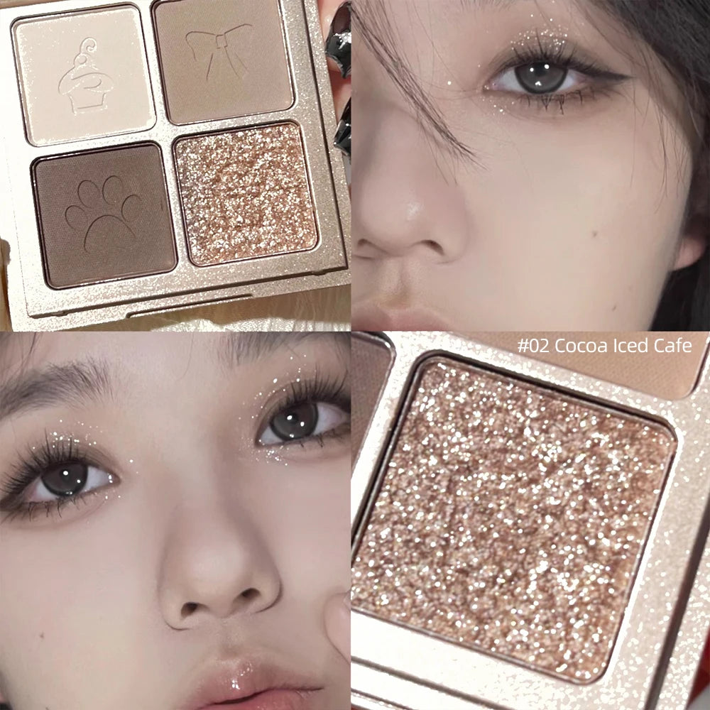 ART VALUE 4 Colors Eyeshadow Palette Glitter Pearly Eye Shadow Nude Long Lasting Charming Eyes Make Up Palette Cosmetics