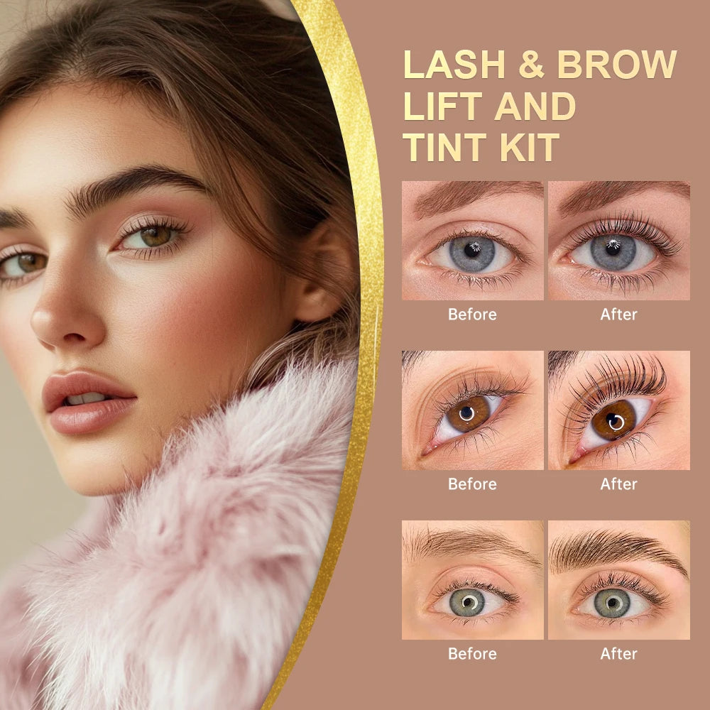 2 IN 1 Professional Fast Perming Lash & Brow Lifting Tint Kit Long-Lasting Mascara Lifting Eyelashes Enhancer Makeup Tool