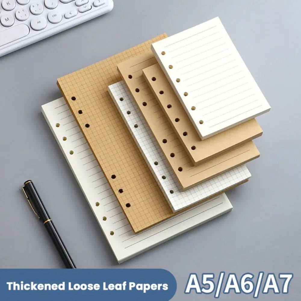 80Sheets Simple Kraft Paper Loose Leaf Paper A5/A6/A7 Horizontal Line/Blank Notebook Refill Paper Notepad Inside Paper Students
