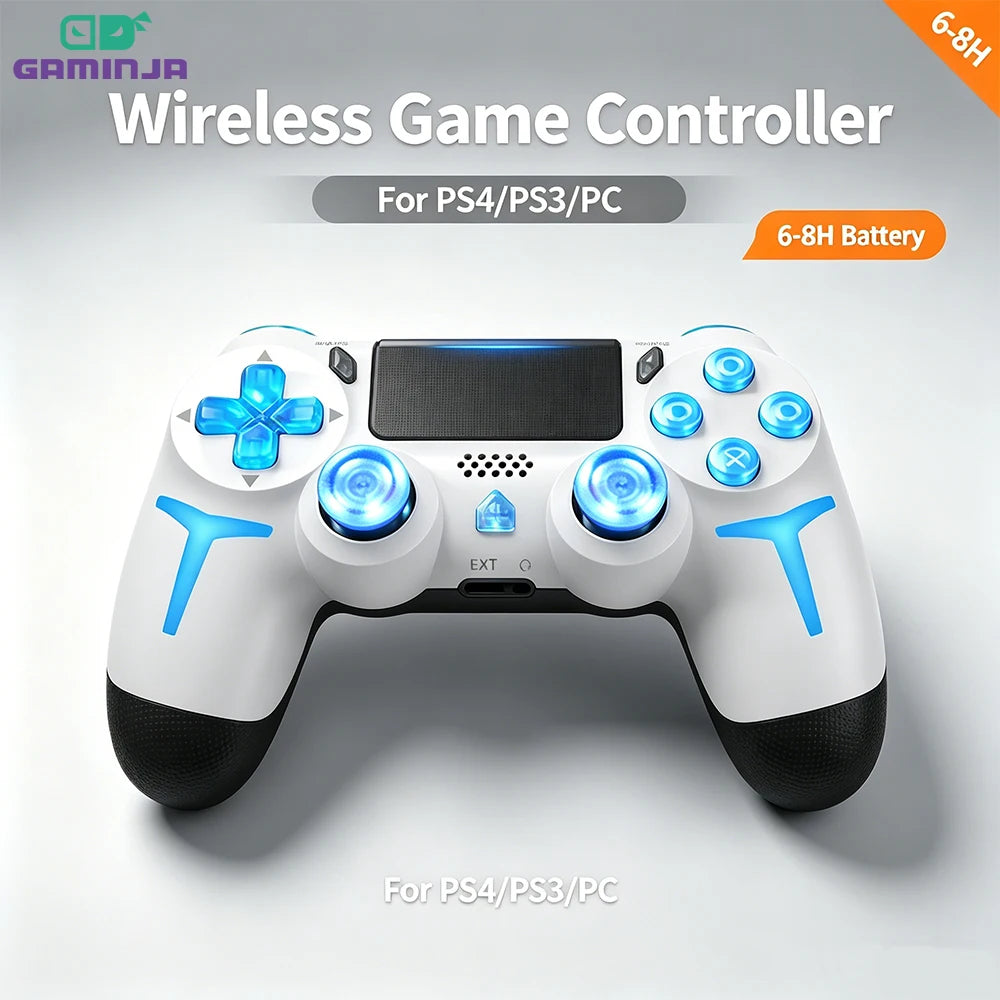 GAMINJA Wireless Gamepad Controller 6-Axis Gyro Dual Vibration Game Handle for PS4 PS3 PC Windows 10 8 7 Joystick Computer Game Accessories