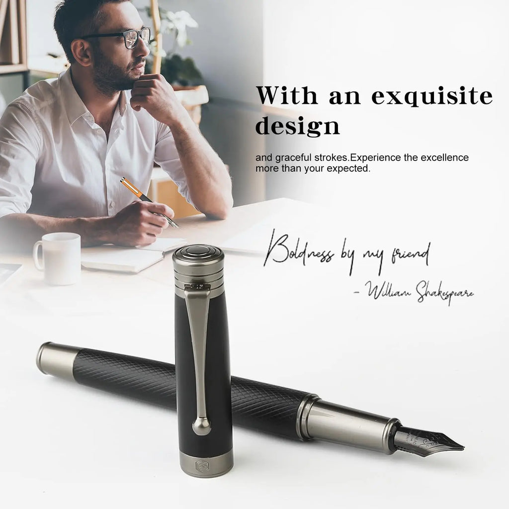 Fountain Pen Set with Fine & Medium Nibs, Includes Ink Cartridges, Converter & Syringe Filler for Writing and Calligraphy