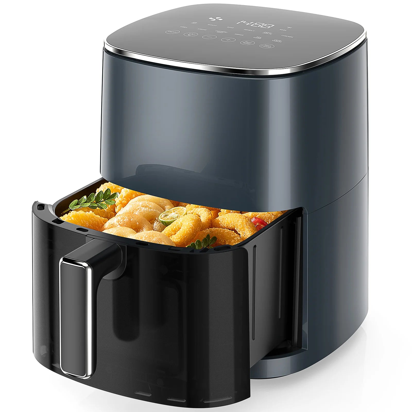 JHK 6 Quart Electric Air Fryer with Window Square Air Fryer 400F 12-in-1 Air Fry Roast Reheat Dehydrate Fries Custard Chicken Vegetabels and Keep Food Warm