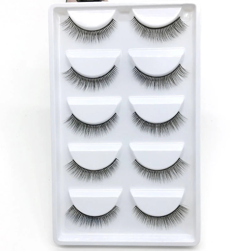New 5Pairs Handmade 3d Mink Lashes Short False Eyelashes Cross Messy Dense Natural Eye Lashes Stage Makeup False Eyelashes E08