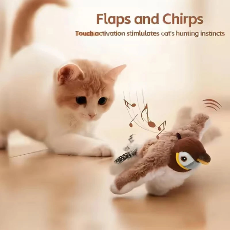 Pet Plush Toy Bite Resistant Flapping Bird Simulated Sparrow Cat Self Entertainment Toy
