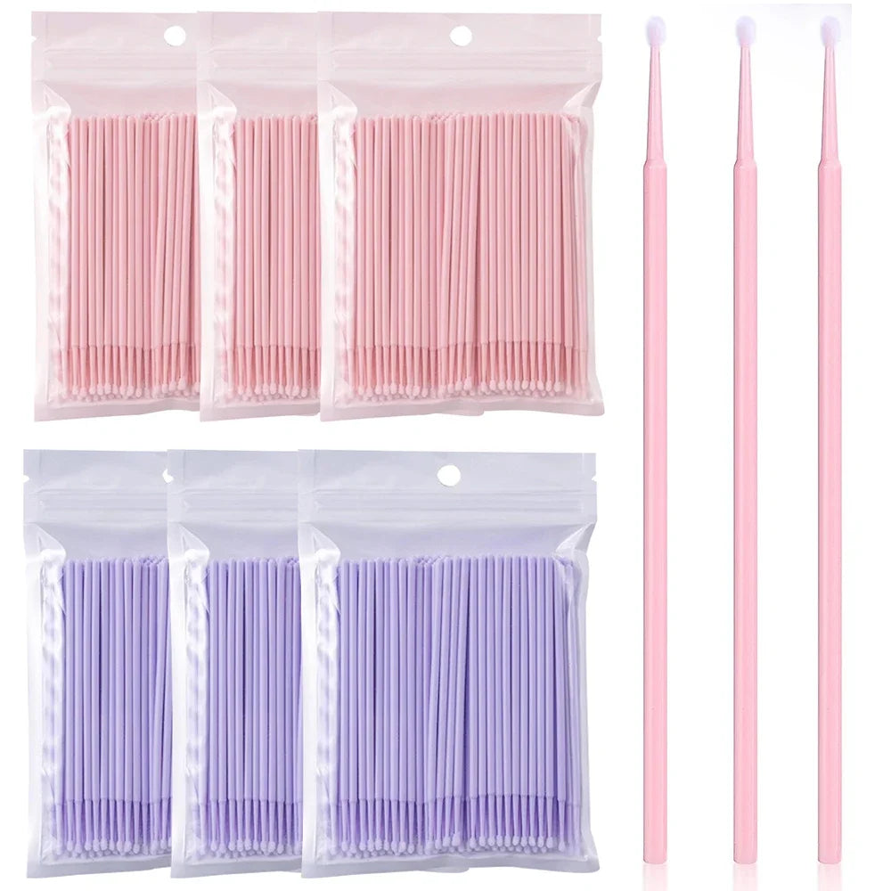 100Pcs Disposable Micro Cotton Swabs Lash Extension Cleaning Brush Household Salon Makeup Supply