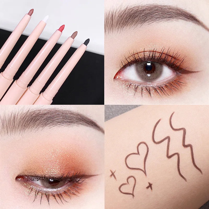 Matte Red Brown Eyeliner Gel Pencil Ultra-thin Long Lasting Quick Dry Smooth Eye Shadow Lying Silkworm Pen Makeup Cosmetics