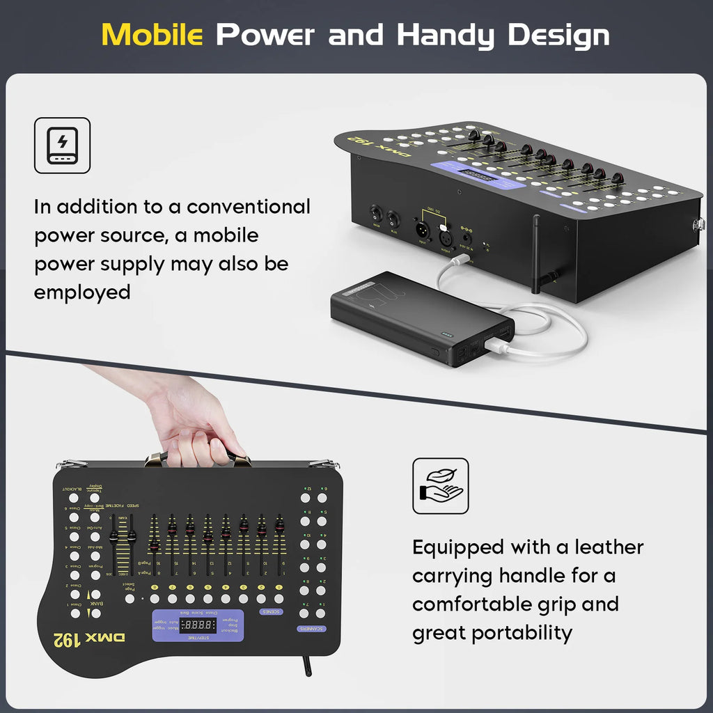U'King Wireless DMX 512 Console&MIDI Operator 192 Channel Light Controller with Drawer Transmitter&4 Rechargeable Receivers