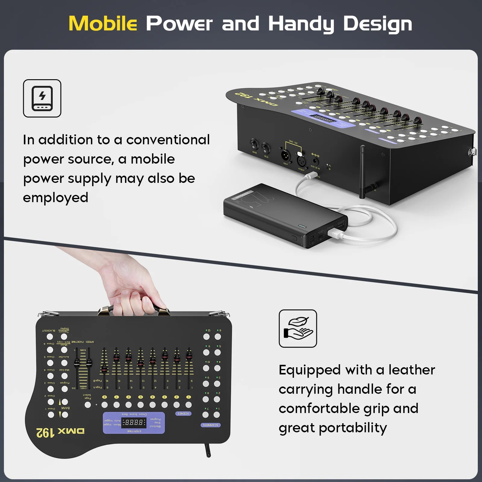 U'King Wireless DMX 512 Console&MIDI Operator 192 Channel Light Controller with Drawer Transmitter&4 Rechargeable Receivers