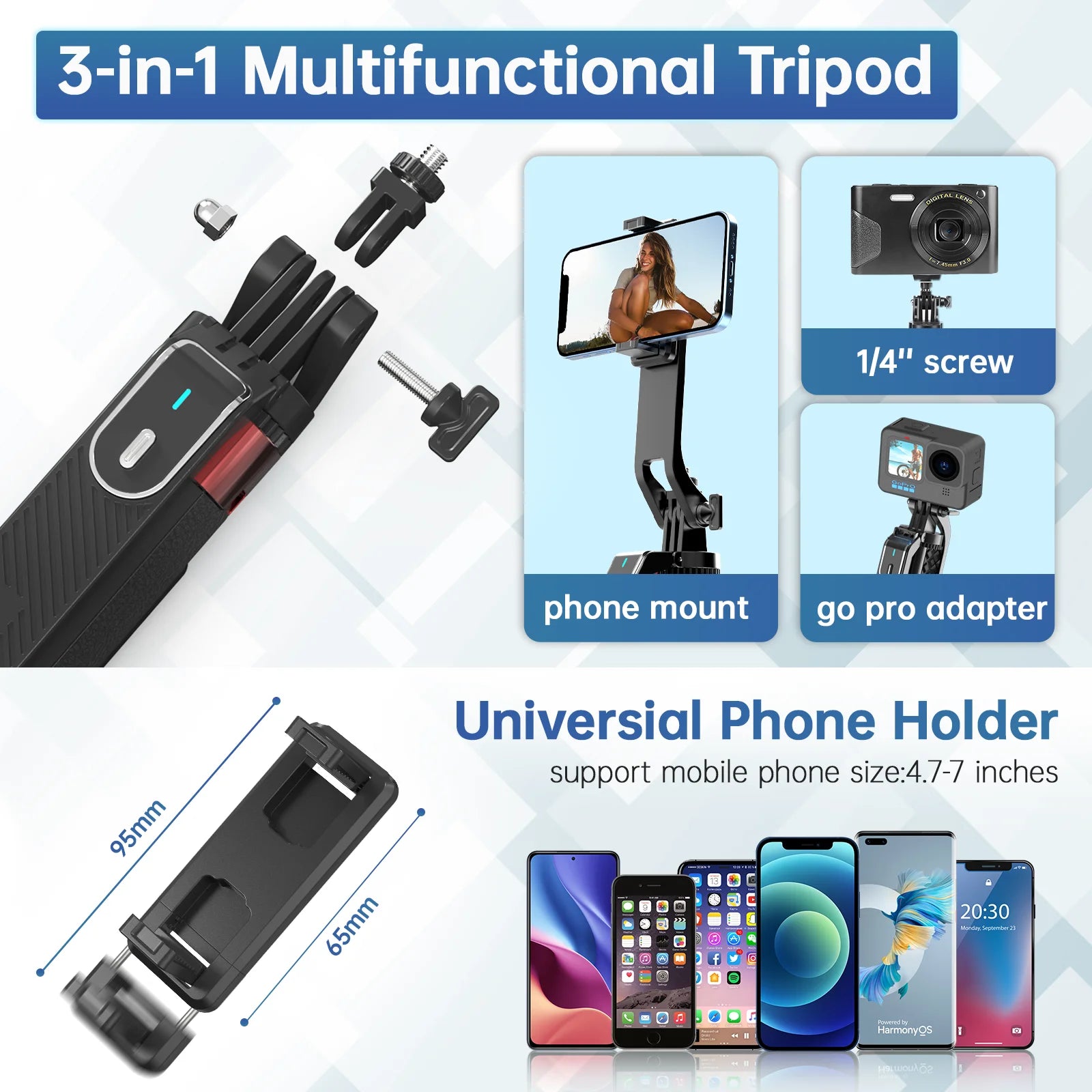 Ulanzi MA09 1.8m Selfie Stick Tripod for iPhone 16 15 Android Phone with Remote Control Panoramic Ball head Holder U200 VL49 Kit