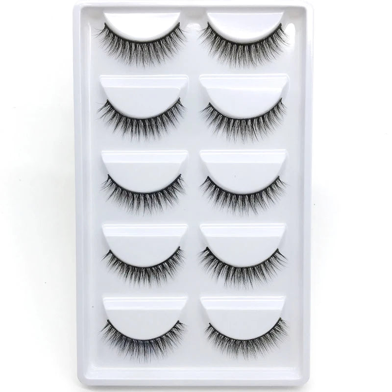New 5Pairs Handmade 3d Mink Lashes Short False Eyelashes Cross Messy Dense Natural Eye Lashes Stage Makeup False Eyelashes E08