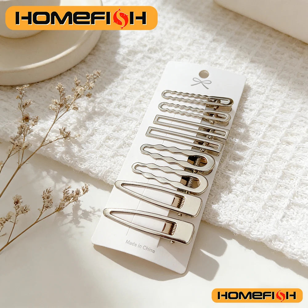 Sliver Metal Hair Clips Women Girls Duckbill Hairpin Personality Bangs Side Headwear Barrettes Hairclip Styling Accessories