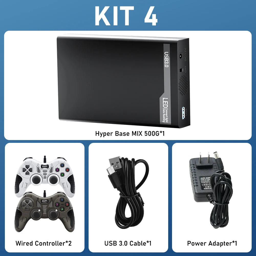500G Retro Gaming HDD Video Game Console Retrobat＆Playnite＆Launchbox OS for XBOX/PS3/PS2/Switch/Wii/WiiU/DC/NES with 38200+Games