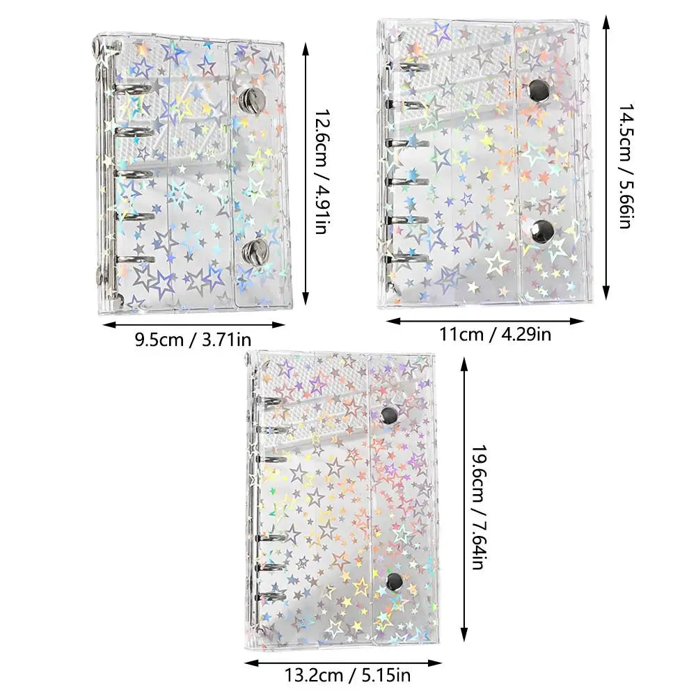 Colorful Laser Star M5 Loose Leaf Binder Pvc Journal Book A6 A7 A8 Journal Notebook Shell Outside Cover Colorful Fill