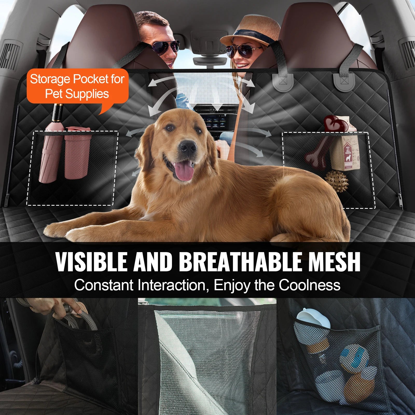 SucceBuy Back Seat Extender for Dogs Hammock for Car Back seat Car Seat Cover with Hard Bottom Dog Car Seat Bed Supports 350lb