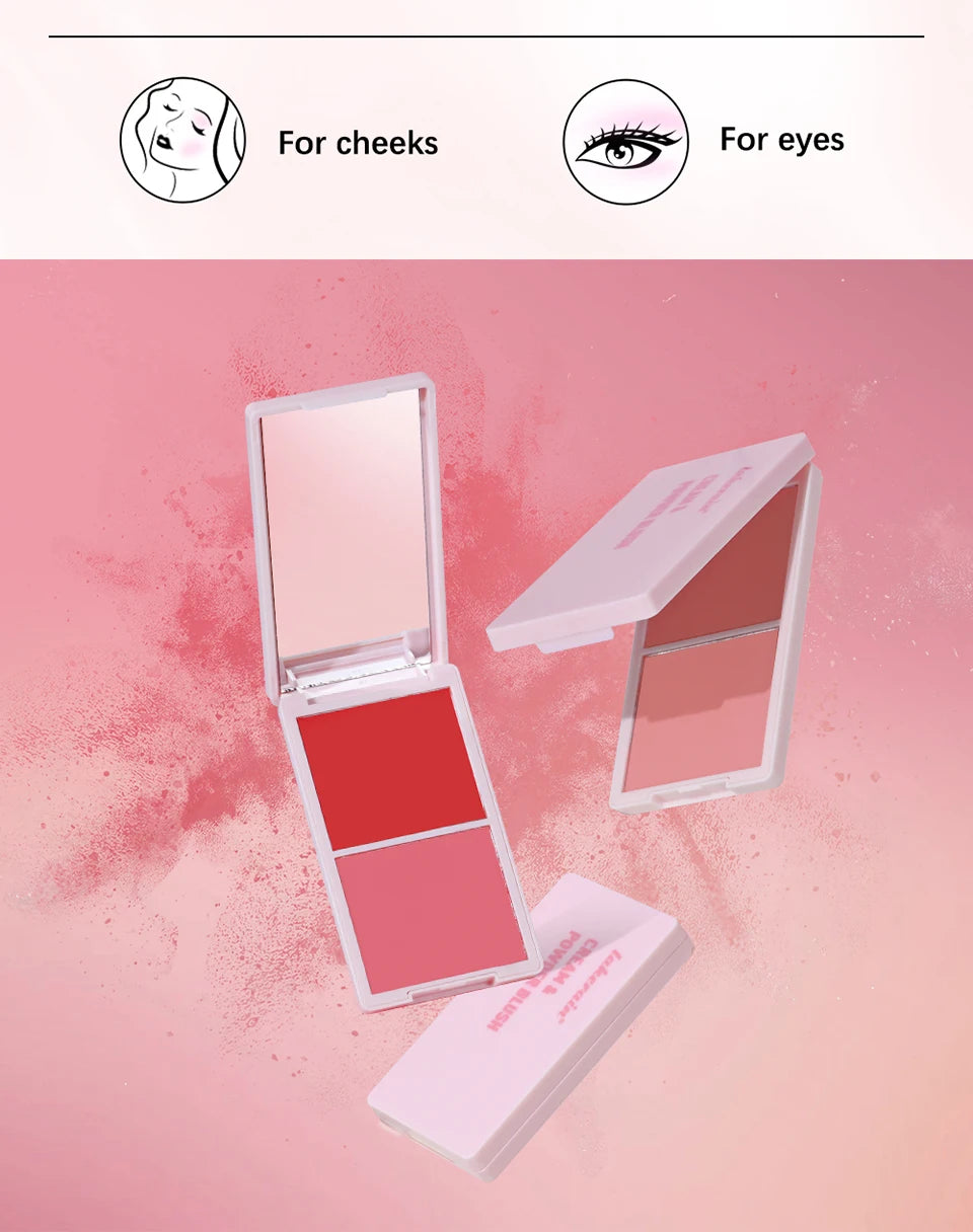 Cream & Powder Blush Matte 5Colors Dewy Rosy Blush Makeup Pan Long-lasting Wearing High Pigment Natural Matte Blush Cosmtics