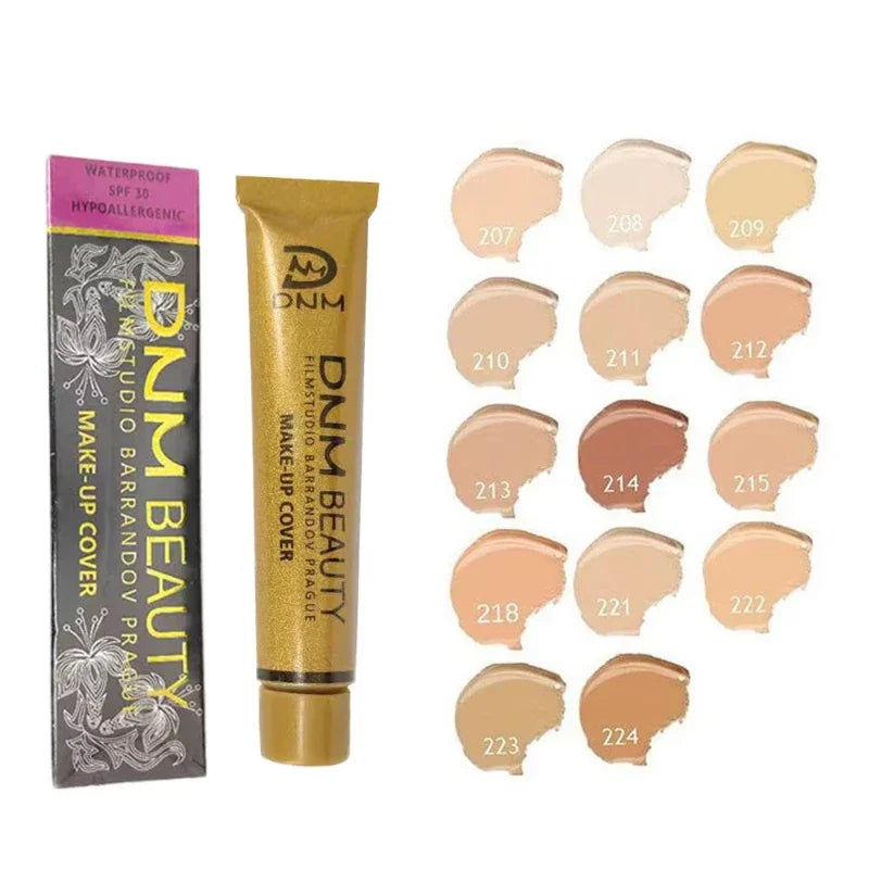 Gold Tube Full Coverage Concealer,Face High Coverage Foundation Cream For Dark Circles Tattoos Freckles Redness,Even Skin Tone