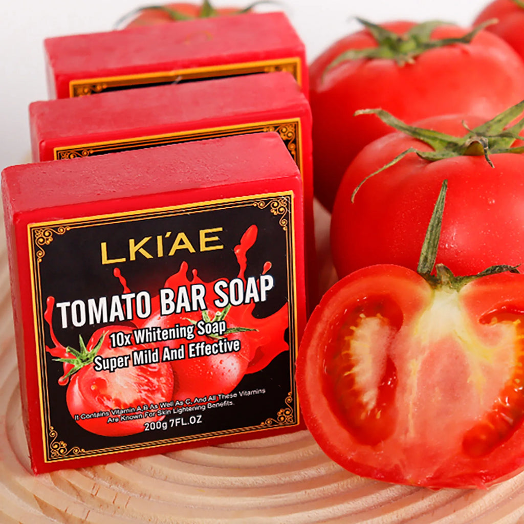 AILKE Organic Tomato Soap Bar, Lightening Skin, Deeply Clean, Exfoliate, Remove Dark Spots, Moisturizing, For Face, Body, 200g