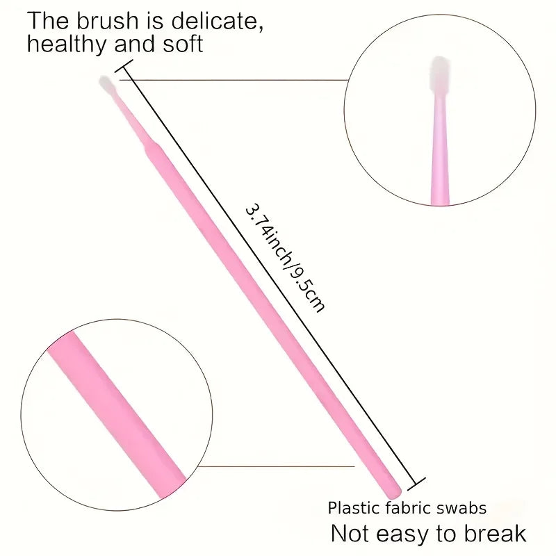100Pcs Disposable Micro Cotton Swabs Lash Extension Cleaning Brush Household Salon Makeup Supply