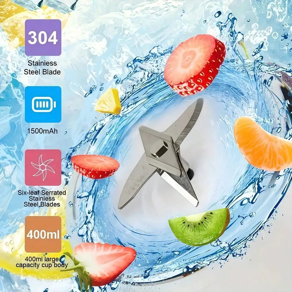 Juicer Cup + Portable Outdoor Cup, Dual Cups, Detachable, Easy To Clean, For Making Fine Juice, Fruit Blender, Beverage Maker, Suitable For Home, Outdoor Travel, Office, USB Charging, Portable Blender, Juice Mixer - Perfect G