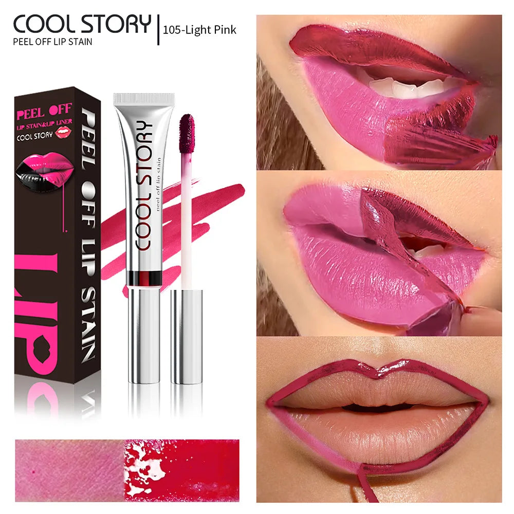 2 in 1 Lip Stain & Lipliner Matte Peel Off Lip Glaze Lipstick Quick Drying Lasting Non Stick Cup Lipliner Red Lip Gloss Makeup