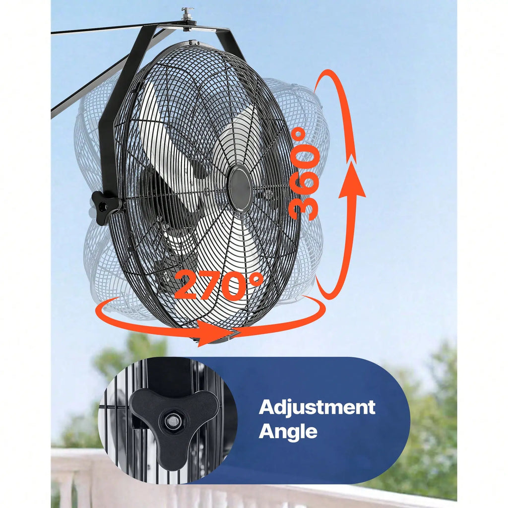 18 Inch Industrial Wall Mount Fan, High Velocity 4000 CFM Indoor Fan With 3 Speeds, Powerful Motor Garage Wall Fan With Aluminum Blades For Workshop, Warehouse, Greenhouse, Commercial