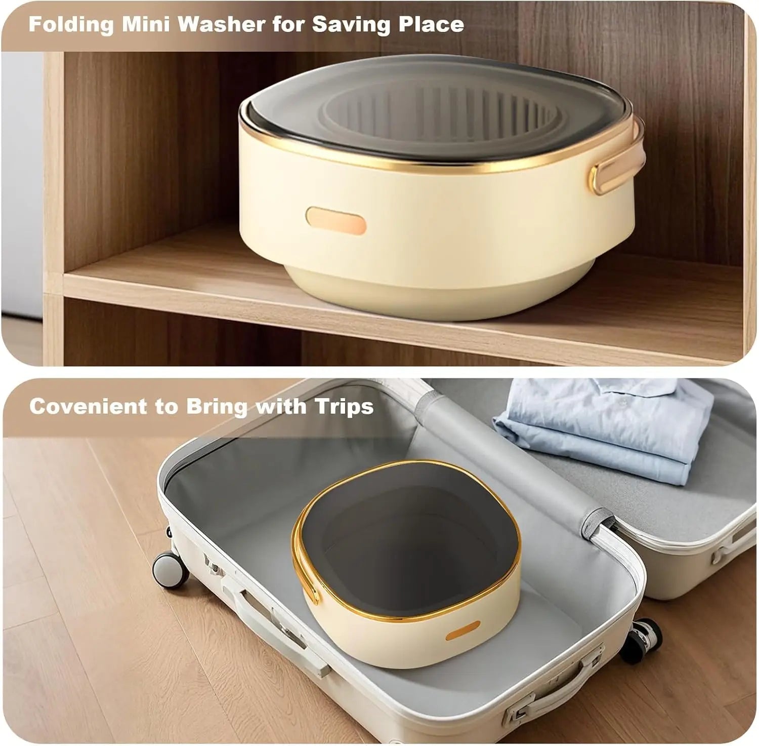 13L Portable Washing Machine for Underwear & Socks, Foldable Mini Washer with 3 Wash Modes and Spin Dryer, for RV and Travel