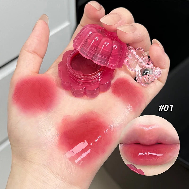 QIBEST Moisturizing Mirror Lipgloss Lip and Cheek Dual-Purpose Gel Jelly Water-Glow Colorful Lip Cheek Blush Cream Lip Stain