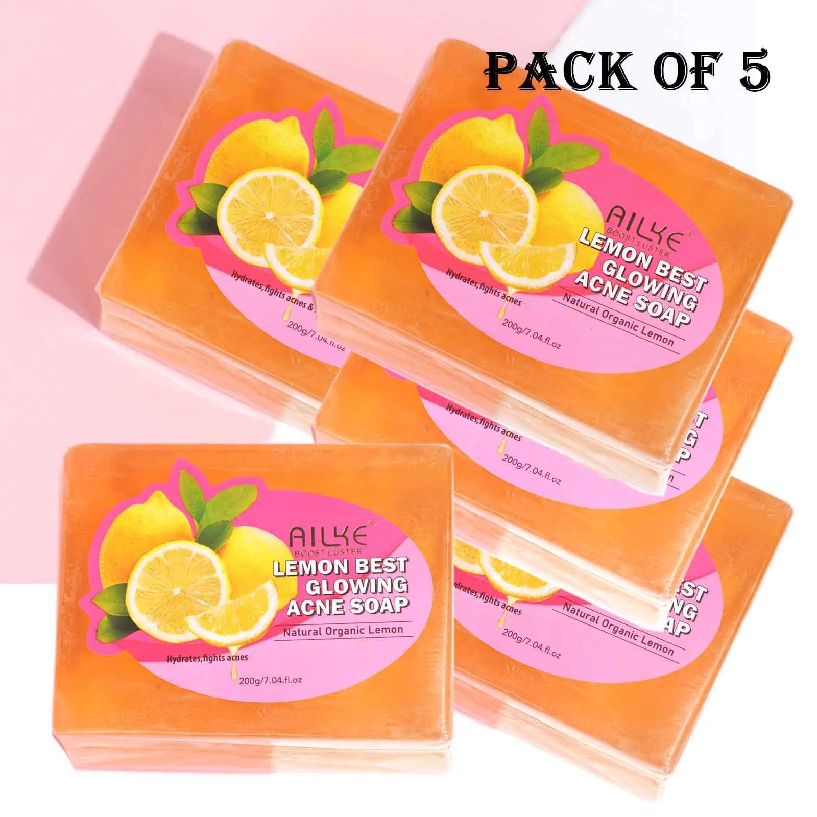 AILKE Dark Spots and Acne Remover Soap Bar, Whitening Skin with Natural Lemon, Olive Oil, Women Daily Face and Body Wash, 200g