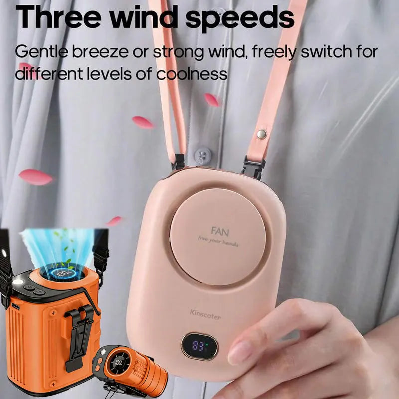 2026 New 3-In-1 Handheld Fan,Waist Fan,Portable Fan, Neck Fan,Mini Fan, Desktop Fan LED Flashlight & SOS Light,Flashlight,Type-C Rechargeable Mini Portable Fan Camping Beach  Travel Accessories Back To School Outdoor Summer A