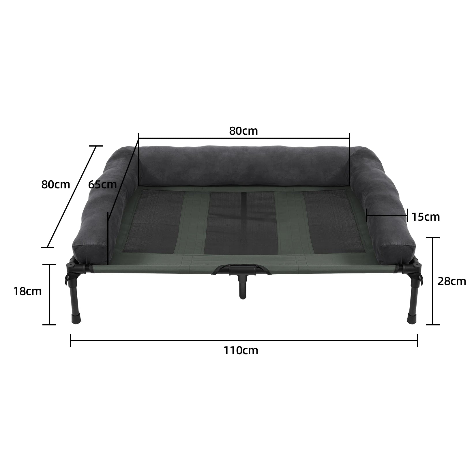 Dog Bed for Dogs and Cats Indoor Outdoor Elevated Pet Lounger Bed with Detachable Plush Bolster Cooling  Summer L XL 2XL