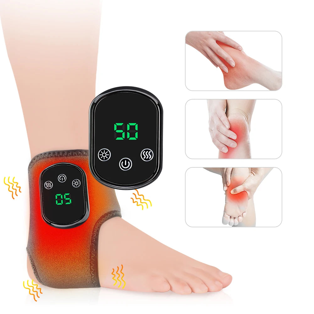 Electric Foot Hand Massager 5-Level Far-Infrared Hot Compress Vibrate Heat Ankles Wrist Guard Bracket Joint Portable Relax Timer