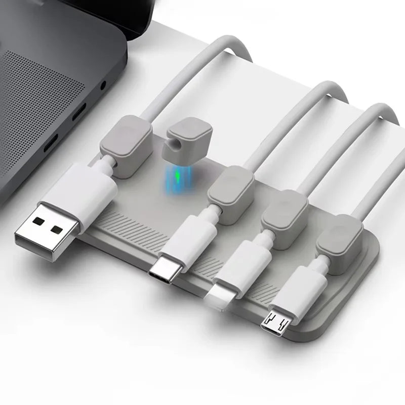 Multipurpose Magnetic Organizer Desktop Cable Clip Mouse Wire Protector Cord Winder Self-Adhesive Fixed USB Charging Line Holder