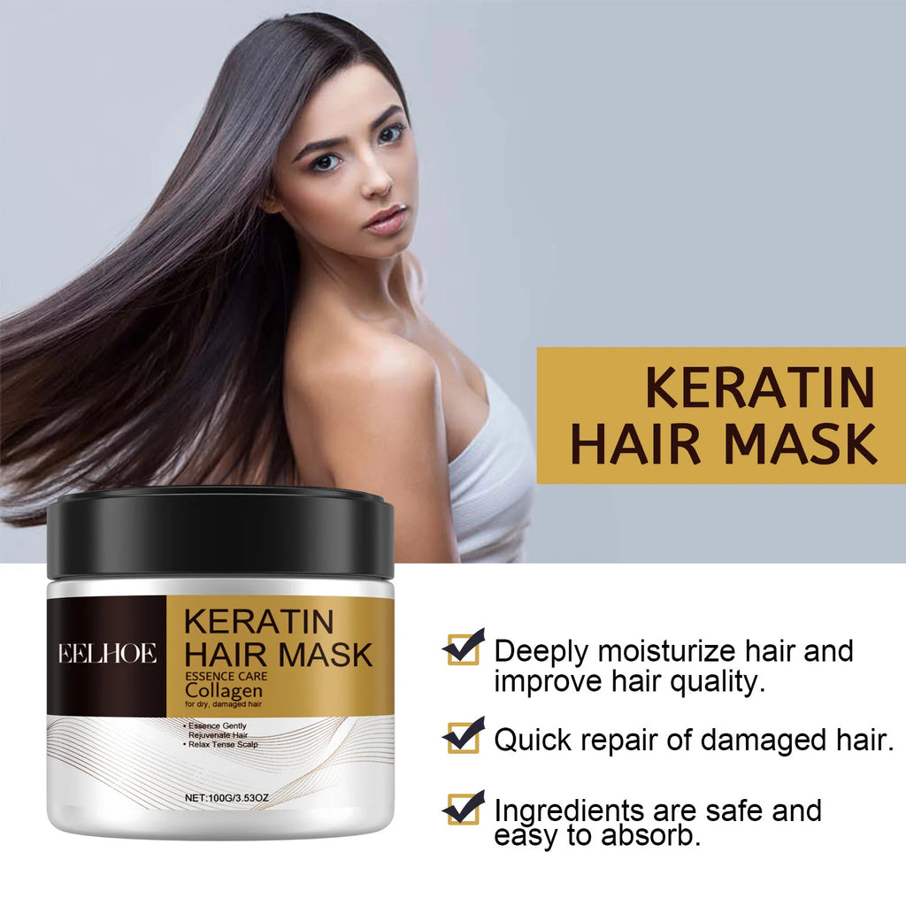 Magical Hair Mask Softens Frizz Repairs Damage Fine Hair Anti-loss Smooth Shiny Hair For Dry Damaged Hair Deep Moisturizing