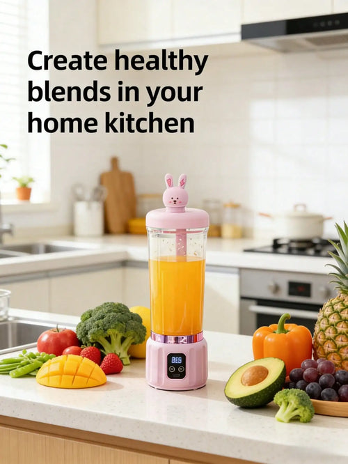 12 Blades Portable USB Charging Juicer, 500ML Mini Personal Blender, Electric Smoothie Juice Maker, Compact Rechargeable Mixer for Shakes, Fruit Vegetable Drinks, Travel Home Office Outdoor Use